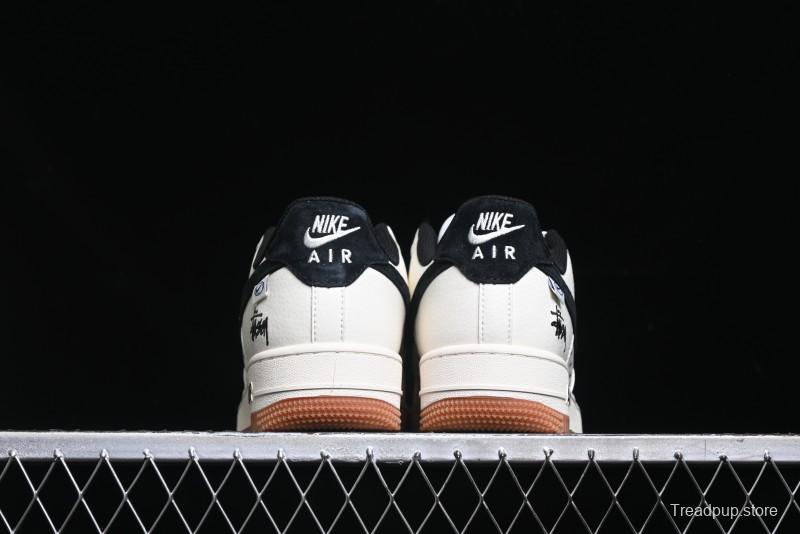 Nike Air Force 1 '07 Low Stussy Collaboration - Beige Black Hook Gum Sole Low-Top Casual Sneakers - XZ6188-255