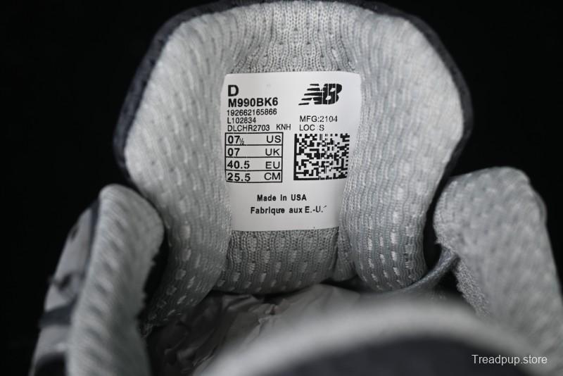 New Balance 990 Series Premium Retro Running Shoes with Carbon Fiber Midsole - M990BK6