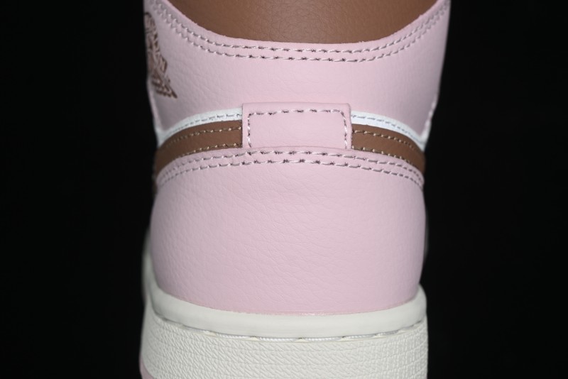 Nike Air Jordan 1 Mid AJ1 Basketball Shoes in Khaki Pink - BQ6472-620