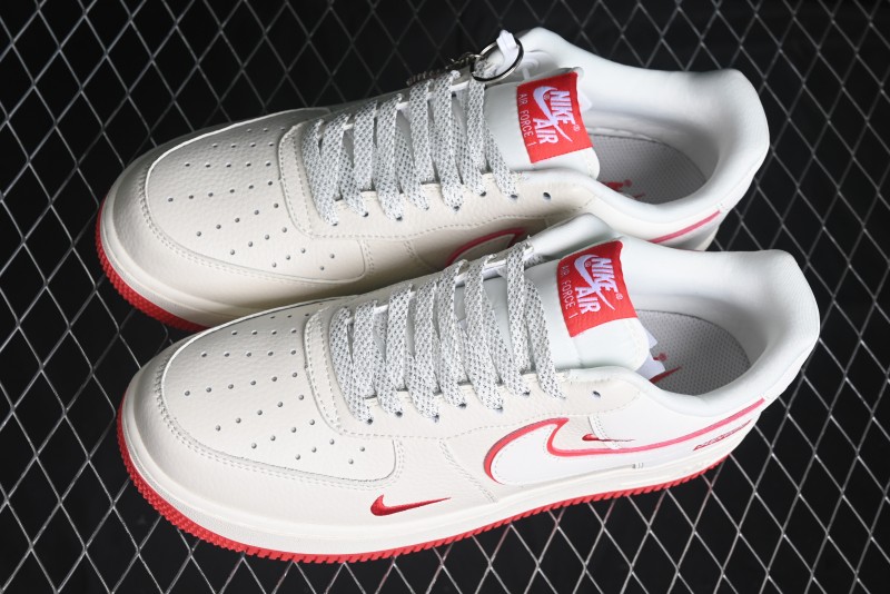 Nike Air Force 1 '07 Low Supreme Casual Sneakers in White/Red - DF0188-011