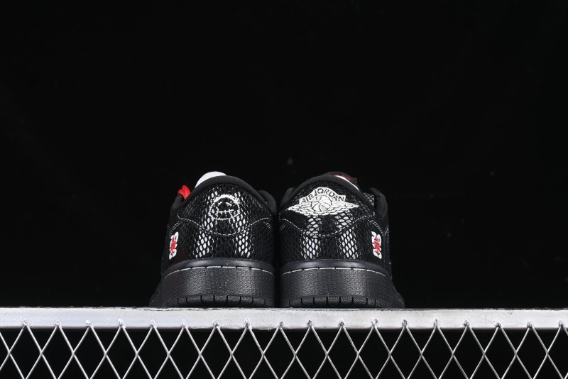 Nike Travis Scott x Fragment Design x Air Jordan 1 Low OG SP AJ1 Year of the Snake Limited Black Snake Web Low Top Casual Sneakers - CH6336-018