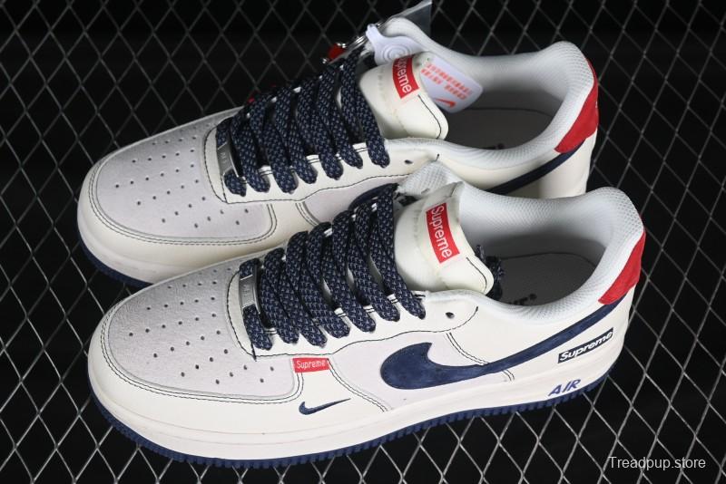 Nike Air Force 1 '07 Low Supreme Collaboration Sneakers with Red Tab and Blue Swoosh - BB7518-021