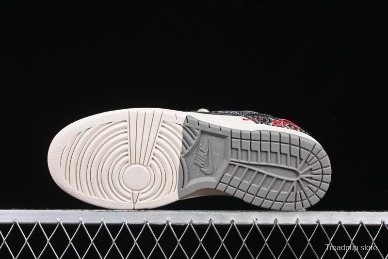 Nike SB Dunk Low Year of the Snake Series Snake Scale Black Swoosh Custom Low-Top Casual Skate Shoes - YX5066-272