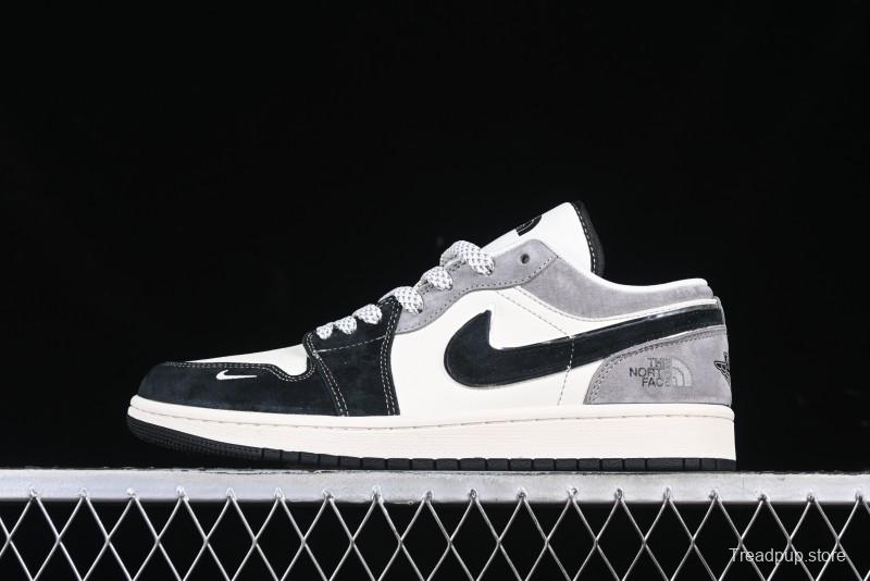 Nike Air Jordan 1 Low AJ1 The North Face Collaboration - Grey Black Toe Retro Basketball Shoes - XX3318-512
