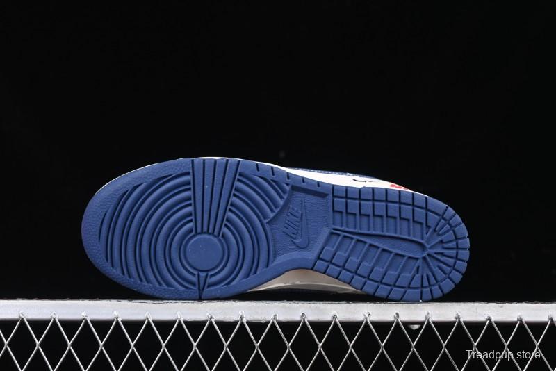 Nike SB Dunk Low Supreme Collaboration - Off-White 3D Navy Swoosh Anniversary Custom Low-Top Casual Sneakers - FC1688-204
