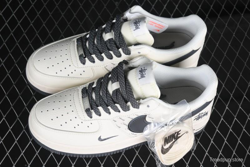Nike Air Force 1 '07 Low Stussy Collaboration - Grey English Patchwork Low-Top Casual Sneakers - XZ3328-536