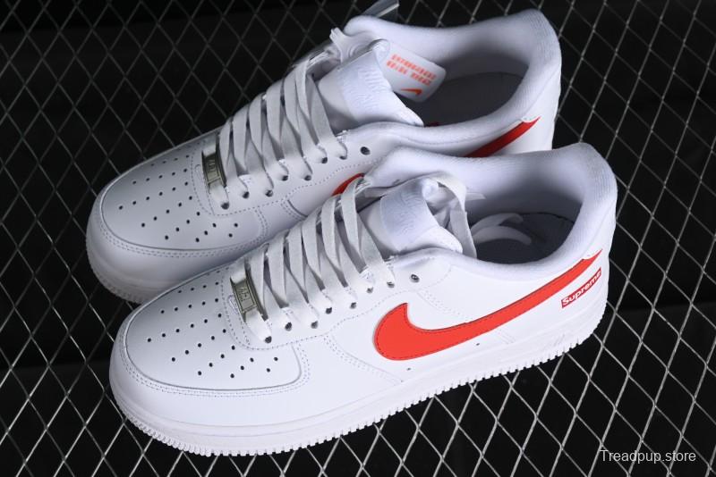 Nike Supreme x Air Force 1 '07 Low White Red Collaboration Casual Sneakers - CU9225-101