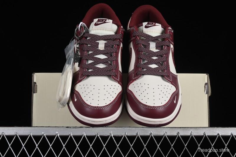 Nike SB Dunk Low Stussy Collaboration - Burgundy Starry Sky Anniversary High-End Custom Low-Top Casual Skate Shoes - BB9898-001