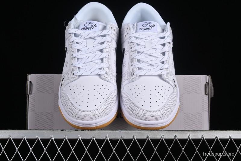 Supreme x Nike Dunk Low SB Casual Skate Shoes with Zoom Air Cushion - XD6188-034