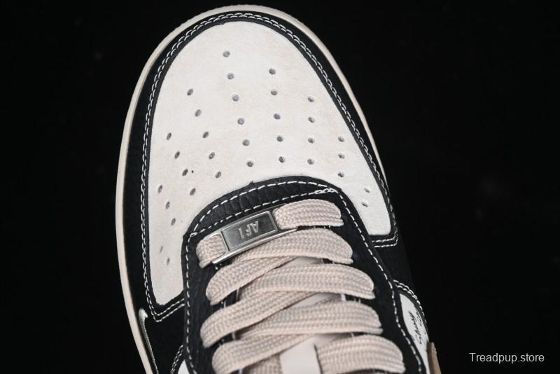 Nike Air Force 1 '07 Low Stussy Collaboration Black Leather & Gum Sole Low-Top Casual Sneakers - CH6336-519