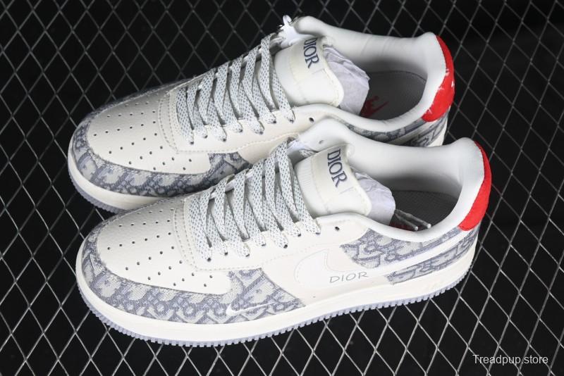 Nike Air Force 1 '07 Low Dior Collaboration - Grey Pattern Low-Top Casual Sneakers - DF0188-021