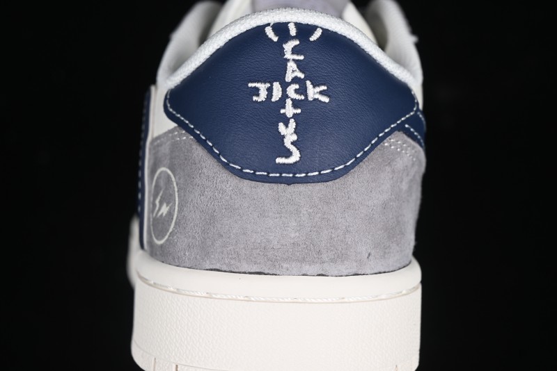 Nike Travis Scott x Fragment Design x Air Jordan 1 Low OG SP AJ1 Retro Sneakers with Reverse Swoosh - CF3688-066