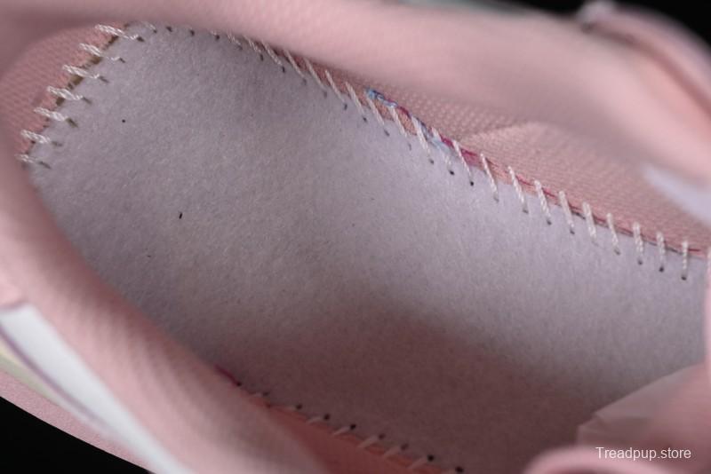 Choco Concert Leather Round Square Asymmetrical Fashion Sneakers White Pink - AJE5