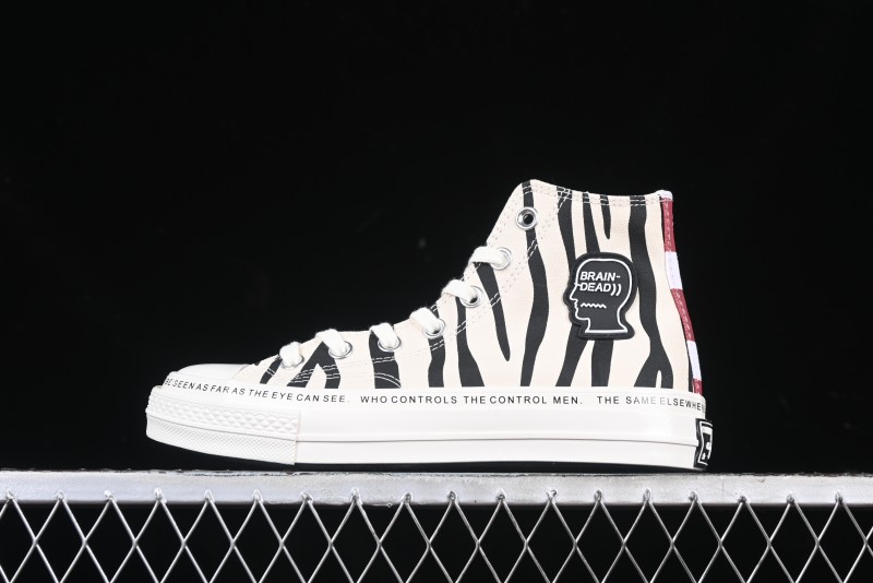 Converse x Brain Dead High Top Casual Sneakers with Mismatched Camouflage Design - A12219C