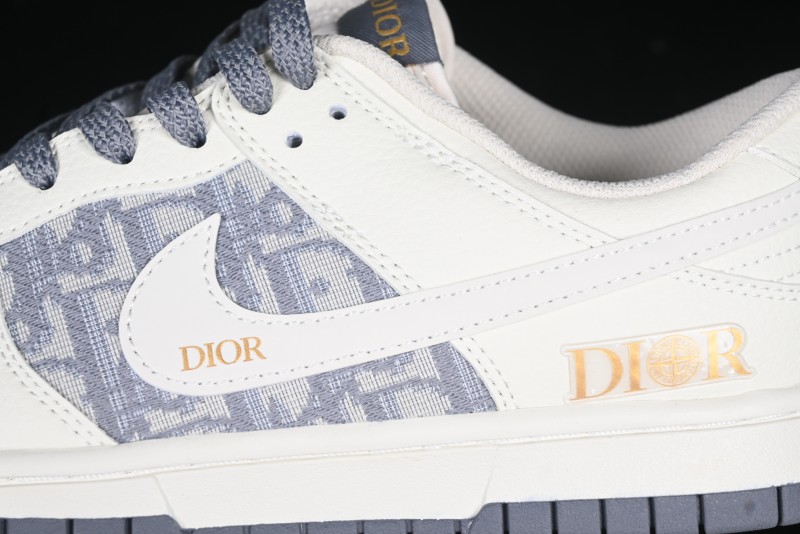 Nike SB Dunk Low Dior x Stone Island Triple Collaboration - Anniversary High-End Custom Low-Top Casual Sneakers - DM6868-043