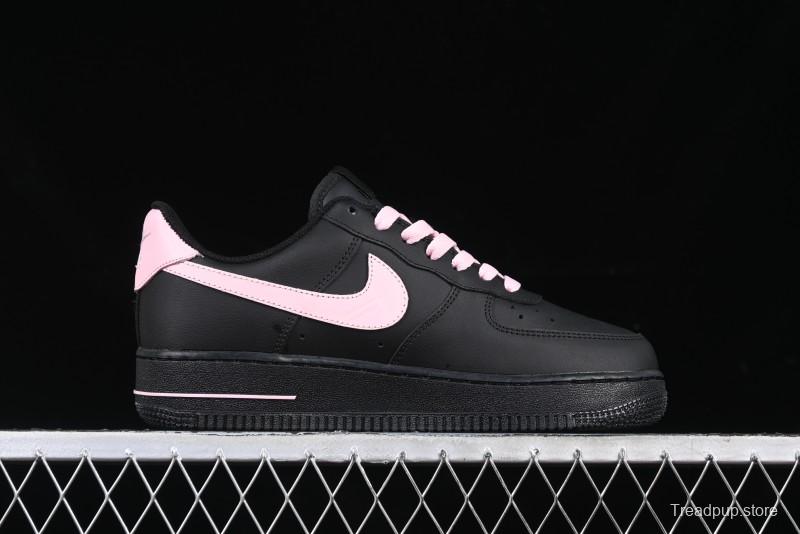 Nike Air Force 1 '07 Low Casual Sneakers with Black & Pink Double Swoosh - CW2288-028