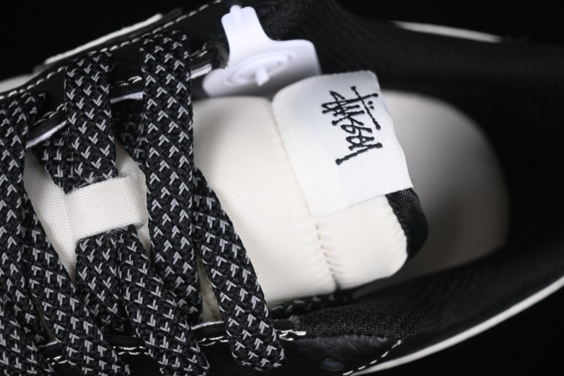 Nike Air Force 1 '07 Low Stussy Collaboration Black & White Swoosh Casual Sneakers - XZ6188-081