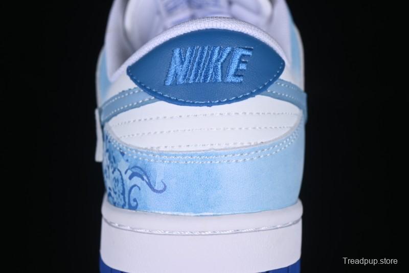 Nike Dunk Low Blue and White Porcelain Theme Casual Sneakers - DV0831-104