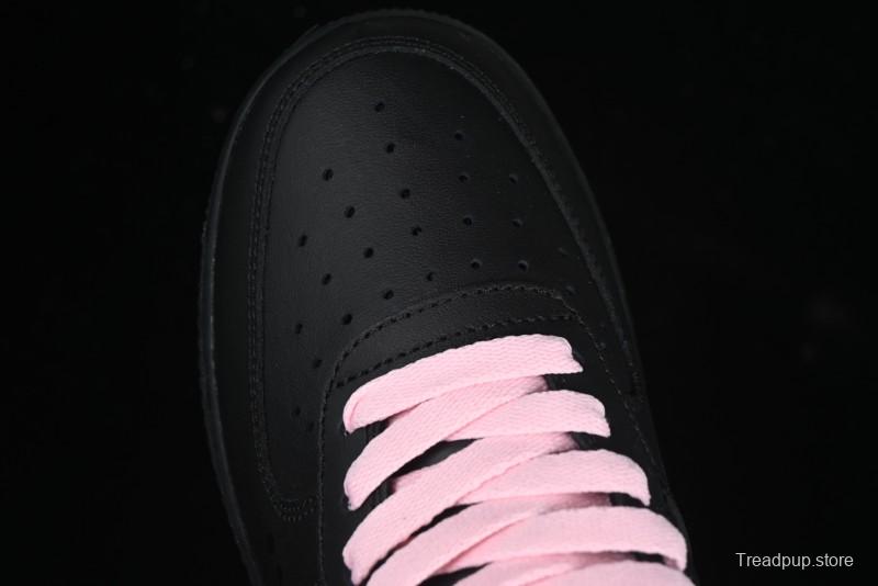 Nike Air Force 1 '07 Low Casual Sneakers with Black & Pink Double Swoosh - CW2288-028