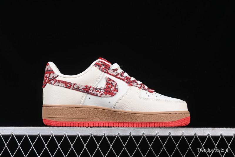 Nike Air Force 1 '07 Low Dior Collaboration Beige Floral Low-Top Casual Sneakers - KK1988-049
