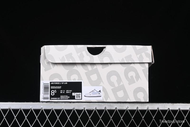 Nike Air Force 1'07 Low The North Face Collaboration - Grey Black Reflective Swoosh Casual Sneakers - DM6688-007