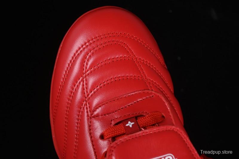 Louis Vuitton Footprint Soccer Low-Top Lifestyle Sneakers Round Toe Lace-Up Casual Shoes Red - AJF6