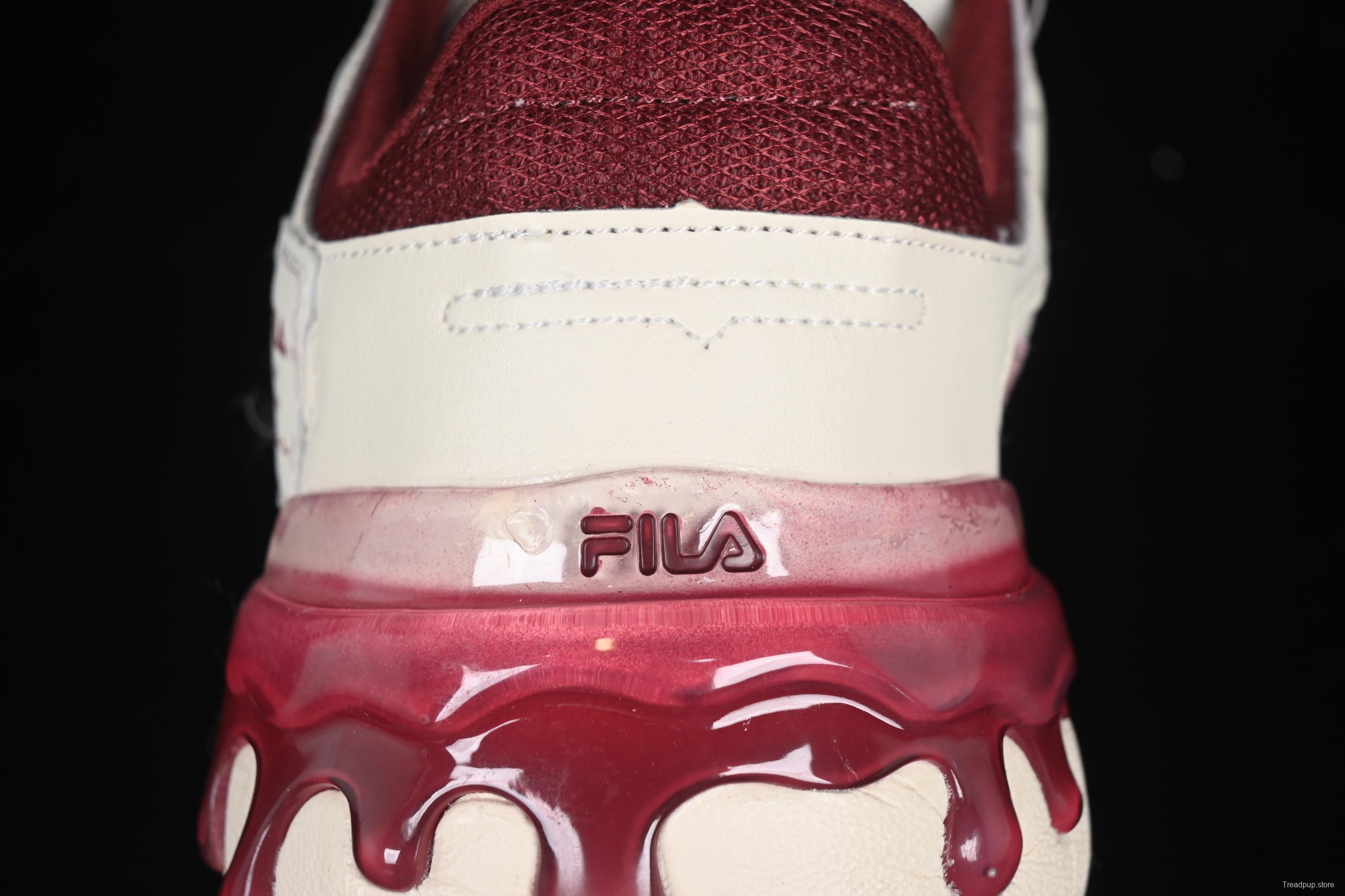 FILA x Artist Series – Limited Edition Drip Detailing Sneakers in Cream & Burgundy