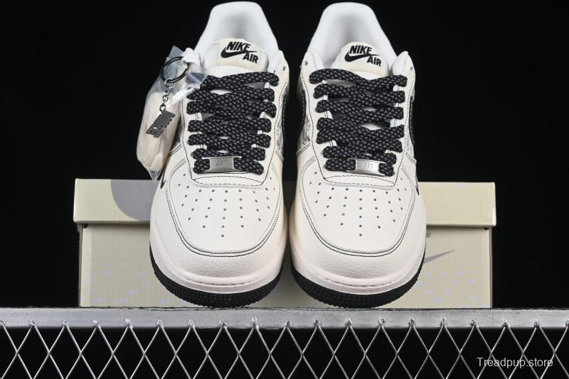 Nike Air Force 1 '07 Low Custom Casual Sneakers with Multiple Swoosh Design - HH7518-068