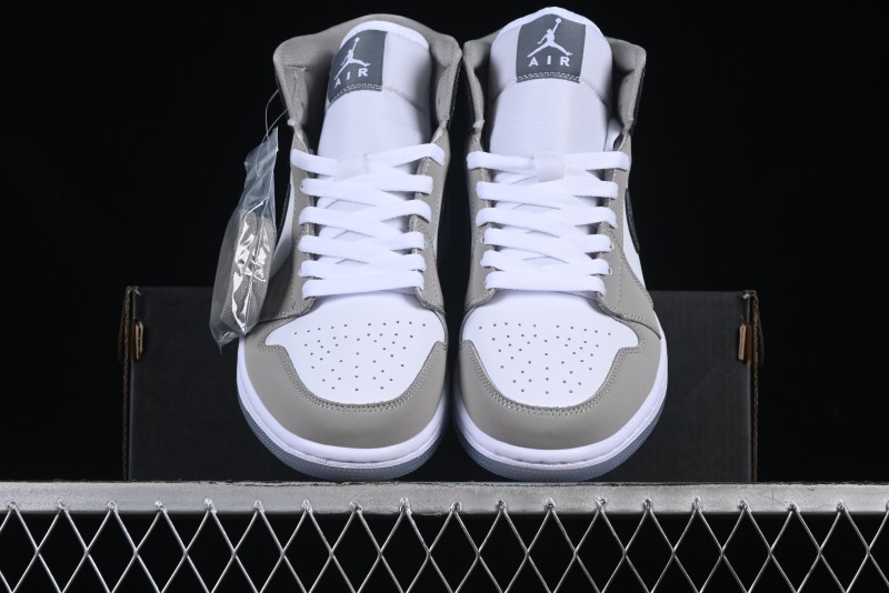 Nike Air Jordan 1 Mid AJ1 White Grey Mid Top Casual Sneakers - HF3193-100