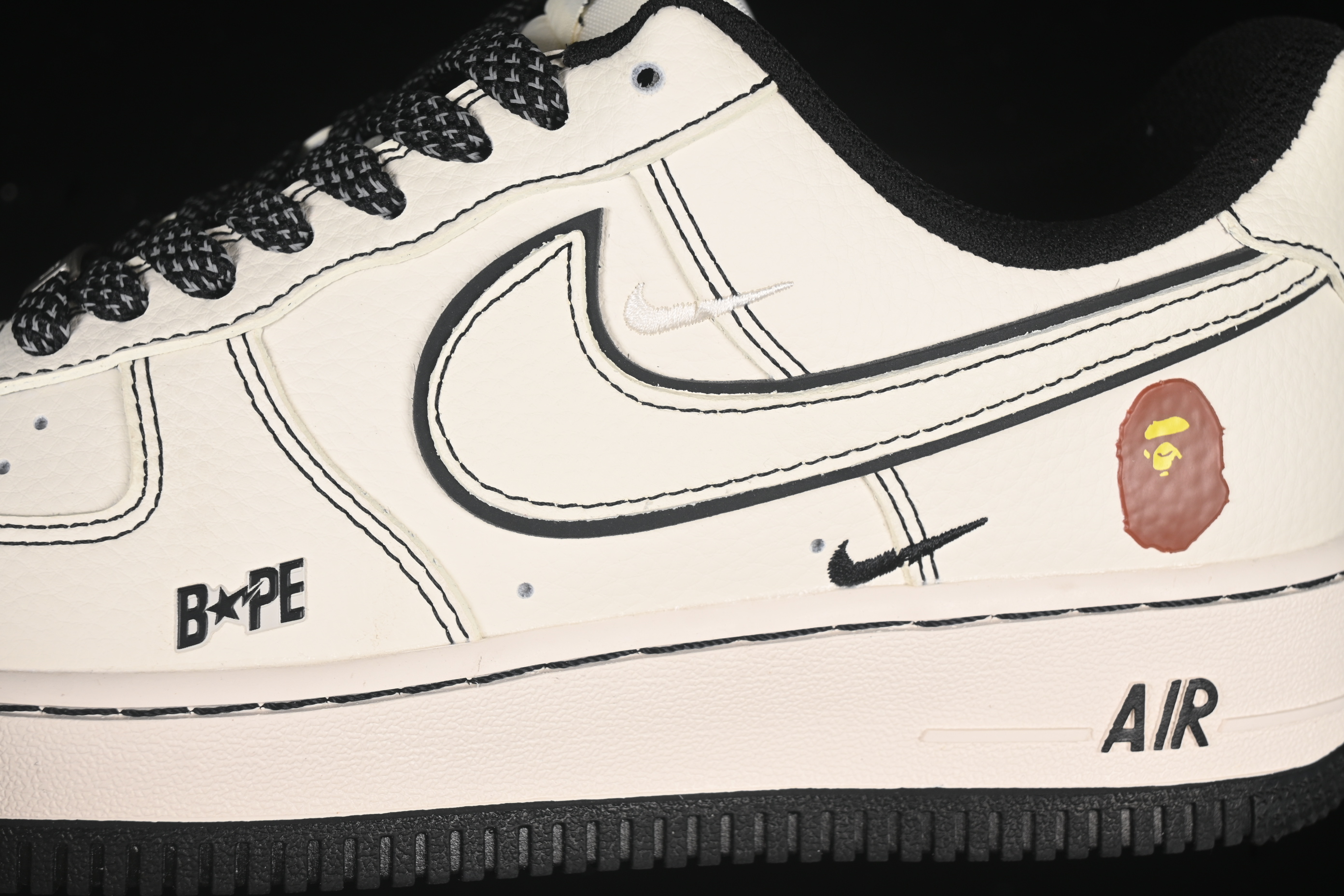 Nike Air Force 1 '07 Low Bape Collaboration Black Line Starry Sky Casual Sneakers - HH7518-067