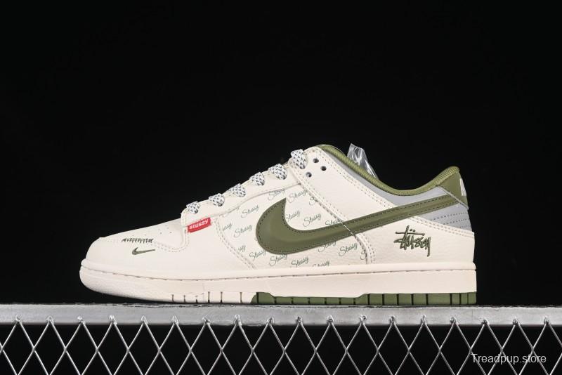 Nike SB Dunk Low Stussy Collaboration 3D Green Swoosh Anniversary Custom Low-Top Skate Shoes - XS6089-538