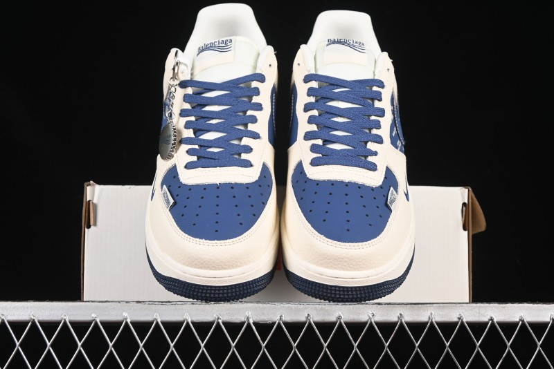 Nike Air Force 1'07 Low Balenciaga Collaboration Blue Woven Label Low-Top Casual Sneakers - DF0188-062
