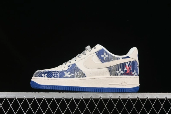 Nike Air Force 1 '07 Low Stussy Collaboration Gradient Denim Casual Sneakers - XS1958-586
