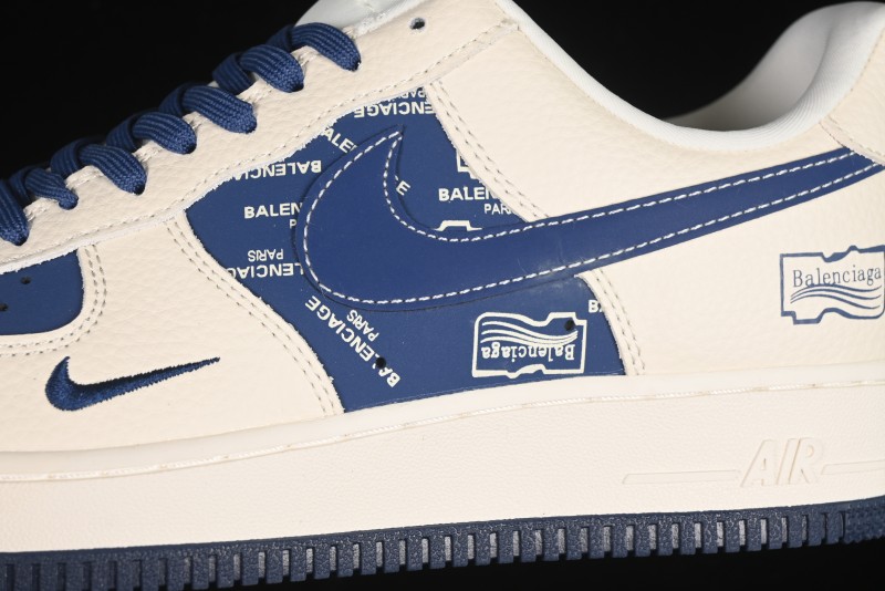 Nike Air Force 1'07 Low Balenciaga Collaboration Blue Woven Label Low-Top Casual Sneakers - DF0188-062