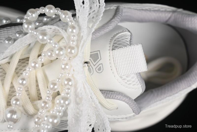 GG-CC Lace Pearl Chain Casual Platform Dad Shoes - 250310 White