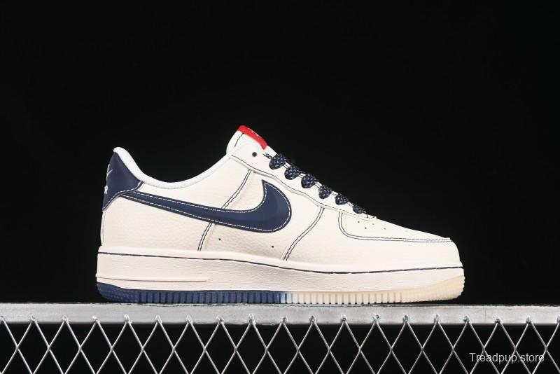 Nike Air Force 1 '07 Low Stussy Collaboration Dual-Tone Blue Red Logo Casual Sneakers - HH7518-072