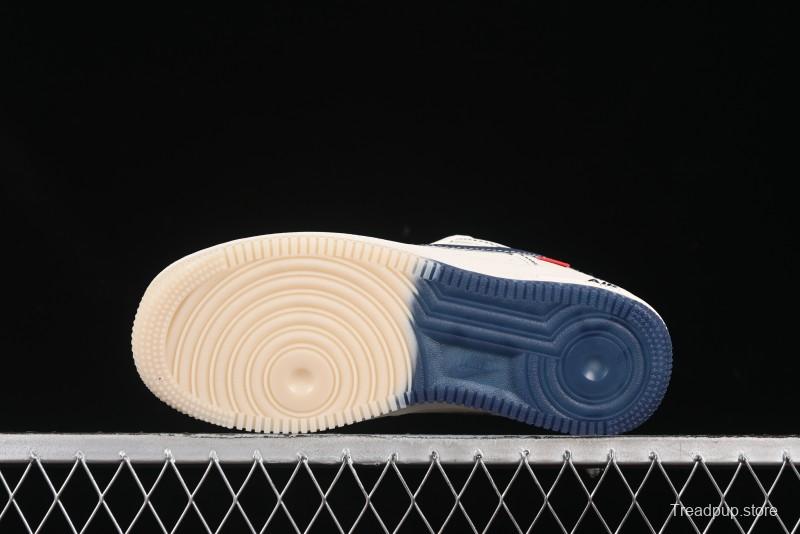 Nike Air Force 1 '07 Low Stussy Collaboration Dual-Tone Blue Red Logo Casual Sneakers - HH7518-072