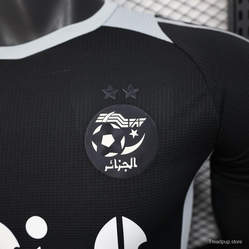 Player Version 2025 Algeria Black with White Arabic Sponsor Jersey
