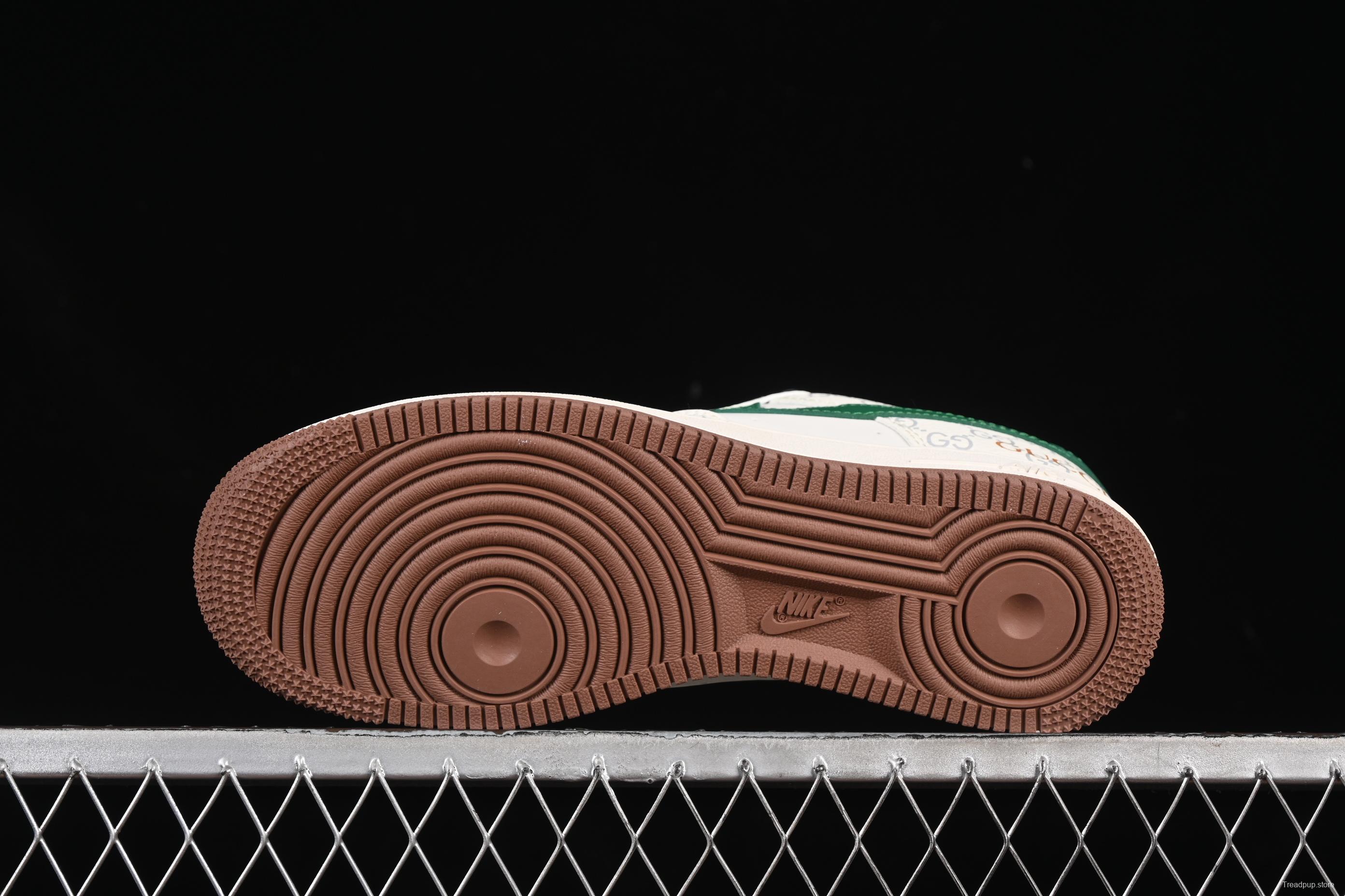 Nike Air Force 1 '07 Low Gucci Collaboration Brown Sole Green Swoosh Casual Sneakers - JJ2508-711