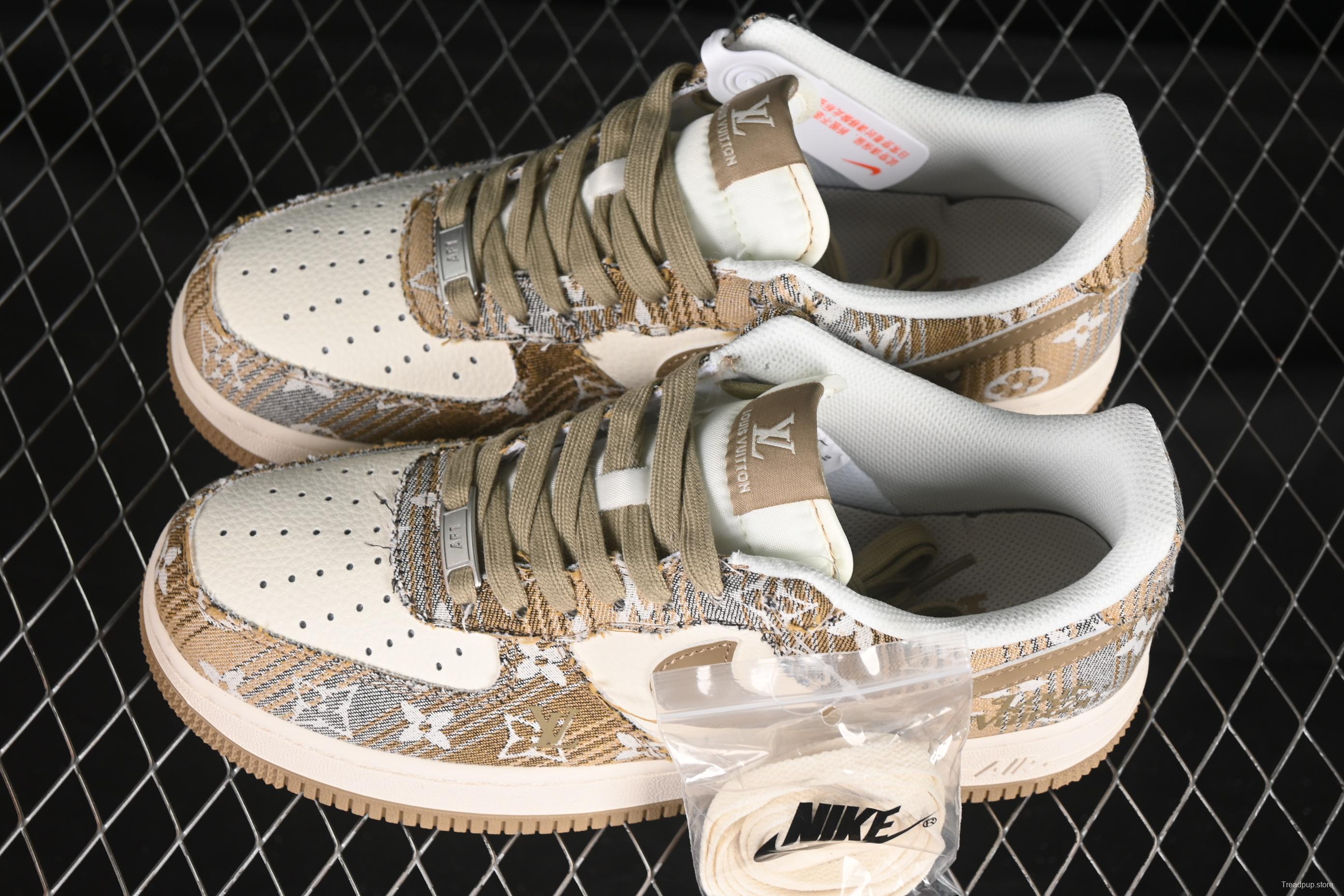 Nike Air Force 1'07 Low LV Collaboration Khaki Print Denim Casual Sneakers - XS1958-582