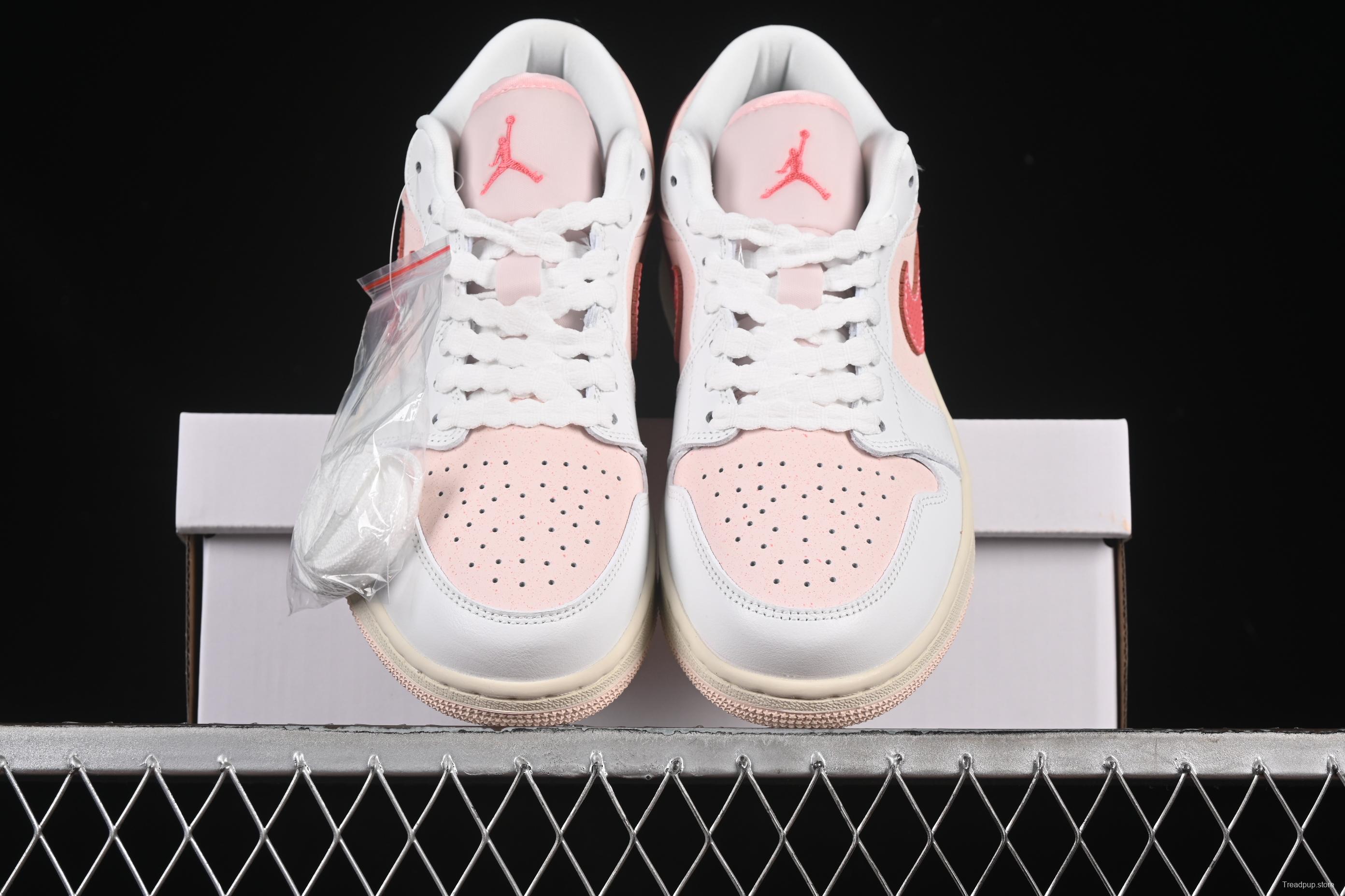 Nike Air Jordan 1 Low AJ1 White Pink Low-Top Casual Lifestyle Sneakers - IB8156-133