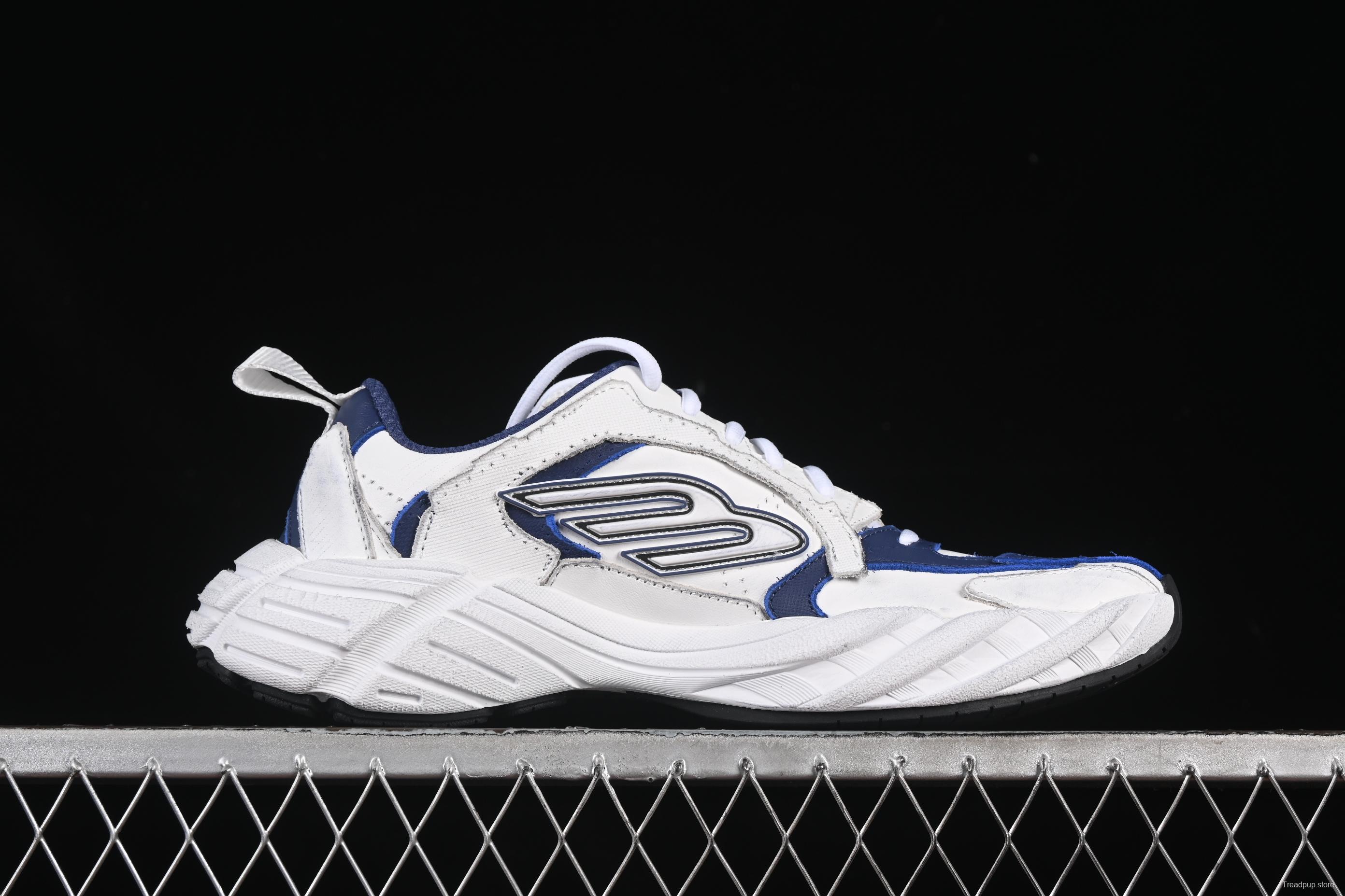 Balenciaga Monday Leather Round Toe Lace-Up Low Top Lifestyle Sneakers - WDWTS4090