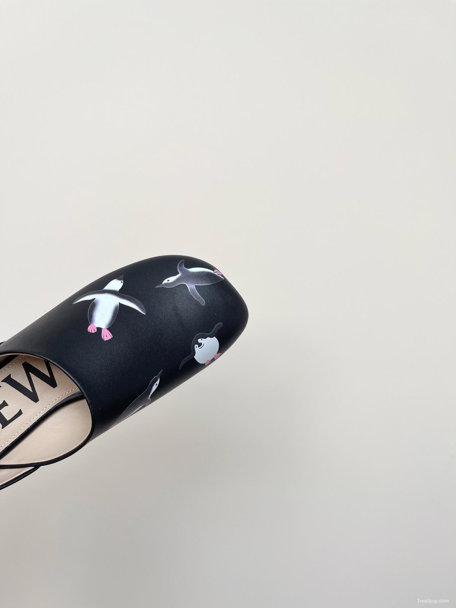 2025 Women Loewe Black Leather Loafers Painted LY00270