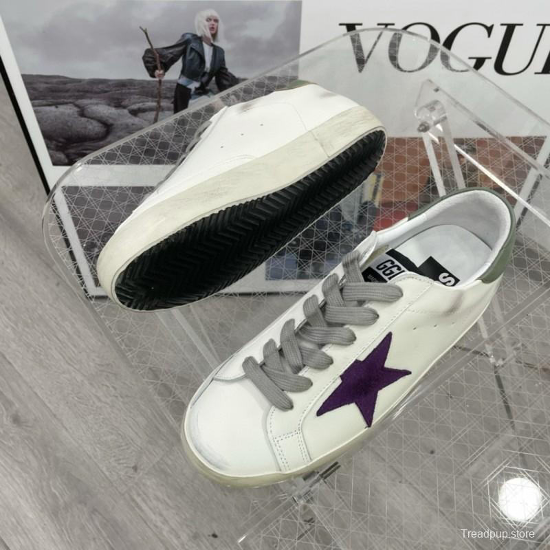 2025 Women GGDB White Purple Leather Sneakers