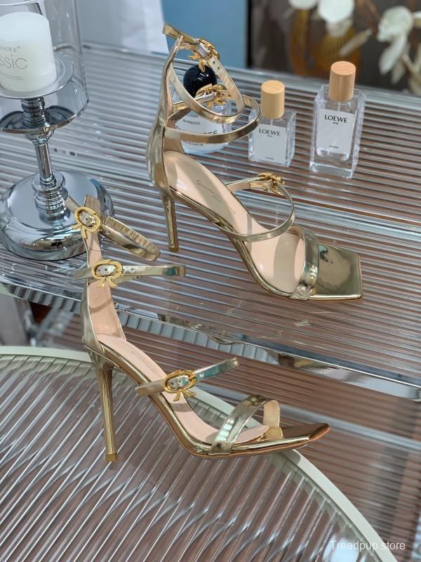 2025 Women Gianvito Rossi Gold Leather High Heel Sandals