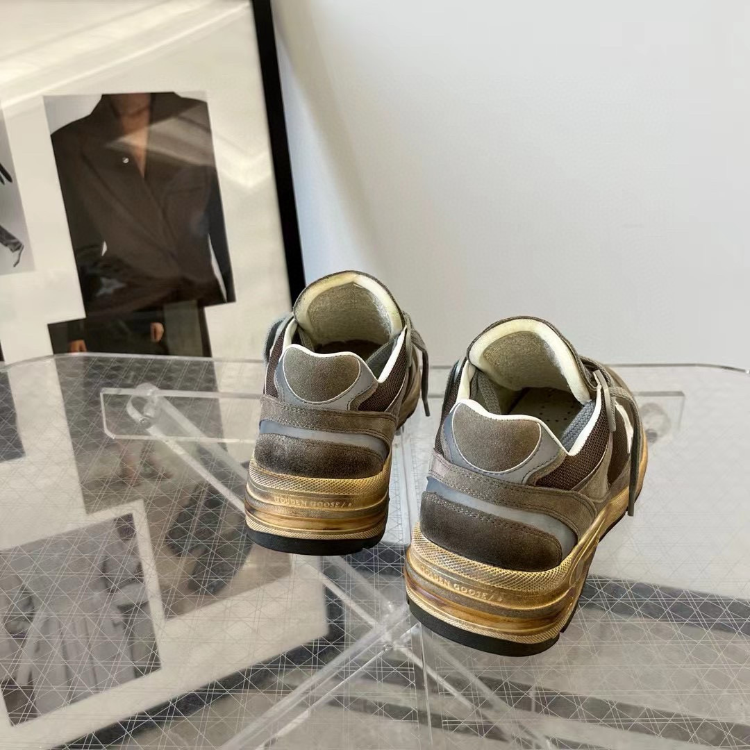 2024 Unisex GGDB Brown Grey Suede Mesh Sneakers