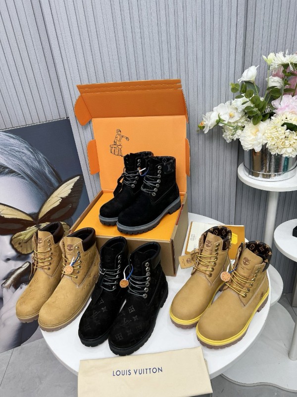 2024 Unisex Louis Vuitton Brown Waterproof Leather Ankle Boots Monogram MJ00450