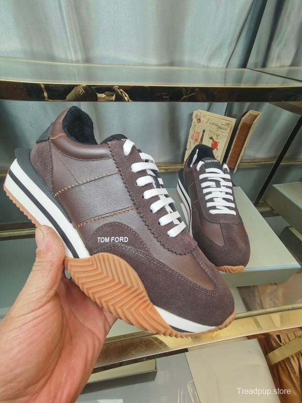 2025 Unisex TOM FORD Brown Black White Leather Cow Leather Sneakers LY00360(F)/LY00370(M)