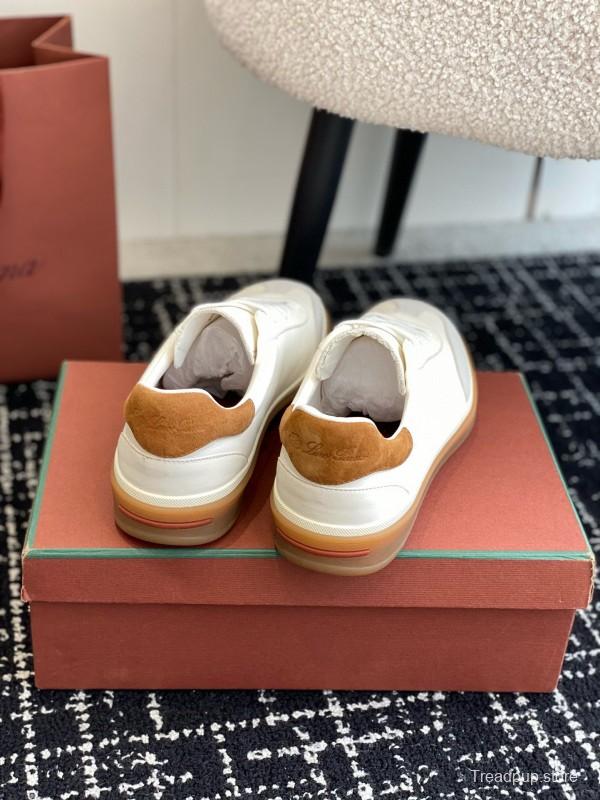 2024 Unisex Loro Piana White Beige Leather Calfskin Plimsolls MJ00320