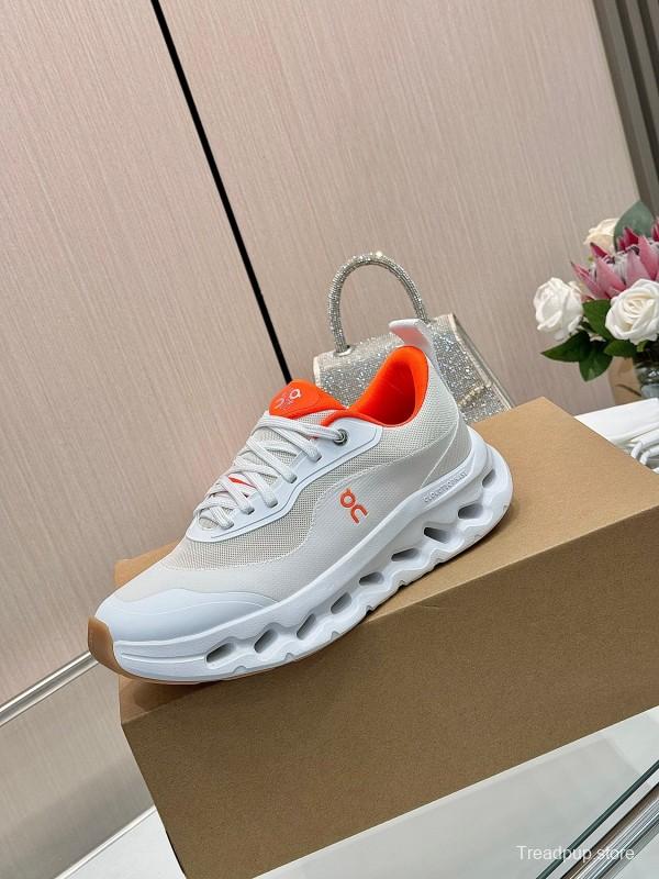 2025 Women Loewe White Orange Mesh Leather Sneakers